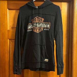 Harley-Davidson Black Hoodie with Orange Logo